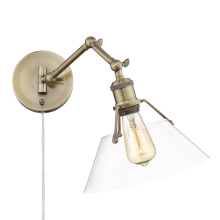 Golden 3306-A1W AB-CLR - Yep by Golden Lighting Orwell 1-light Swing Arm Wall Lamp in Aged Brass and Clear Glass